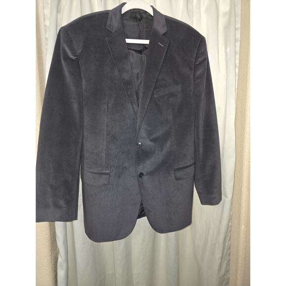 Calvin Klein Velvet Blazer, Men's Sport Coat Size 42R, Dark Gray MSRP $399 - Picture 6 of 10